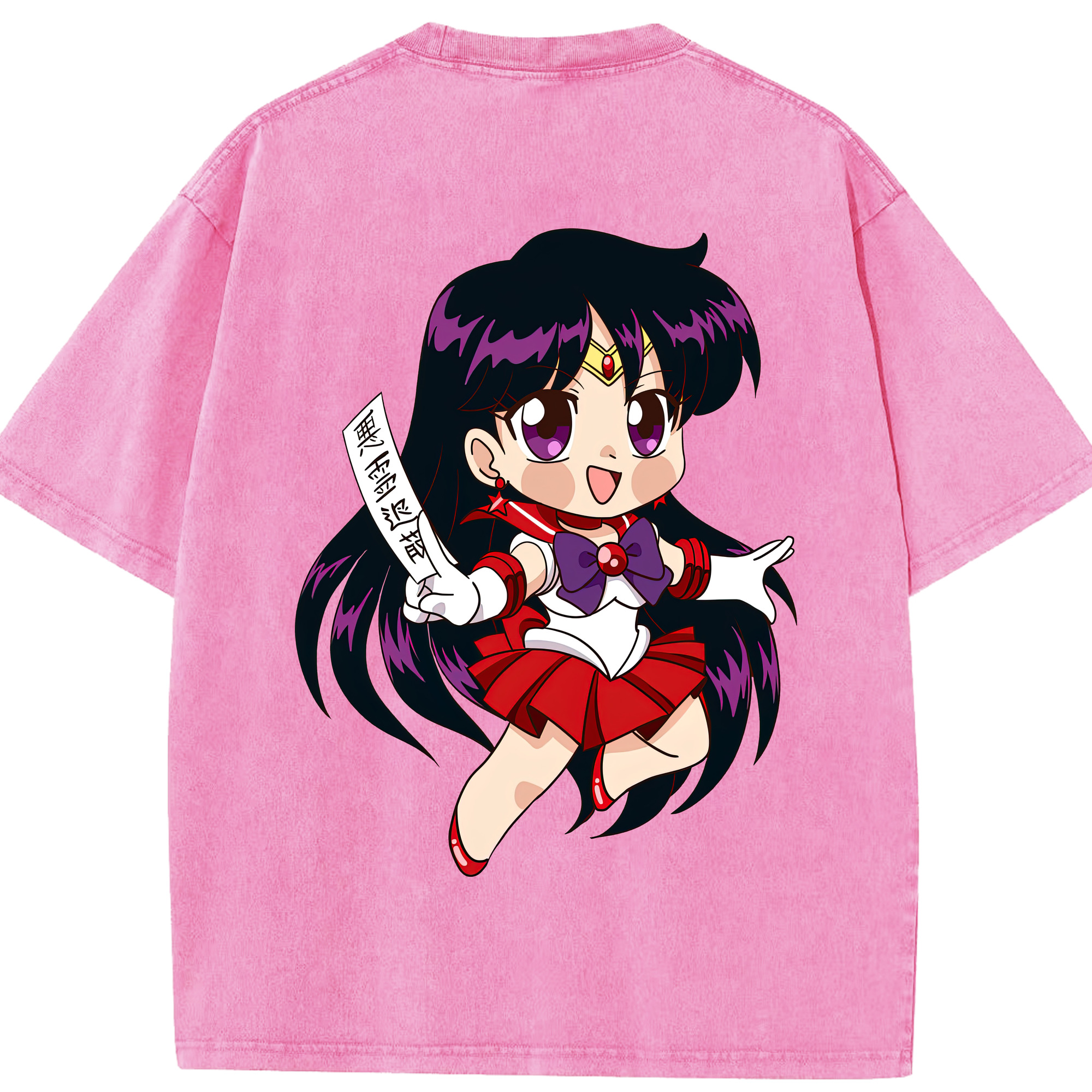 （画像用） 美少女戦士セーラームーン 火野レイ ひの レイ Sailor Moon Hino Rei （セーラーマーズ,Sailor Mars） 綿100% ヴィンテージ風 半袖Tシャツ（背面プリント）